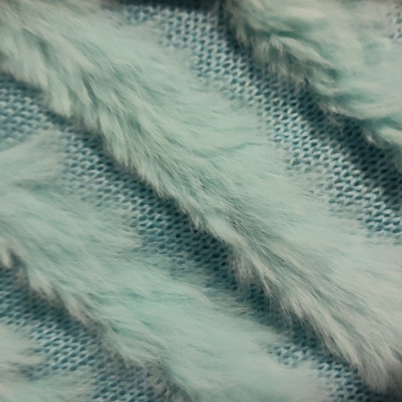 Wilsons Leather Maxima Genuine Rabbit Fur Poncho Cape Shawl - Aqua Green One - Picture 7 of 7